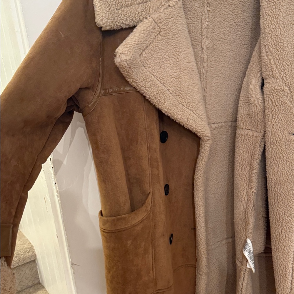 Avec Les Filles Beige Shearling Coat - Picture 4 of 6